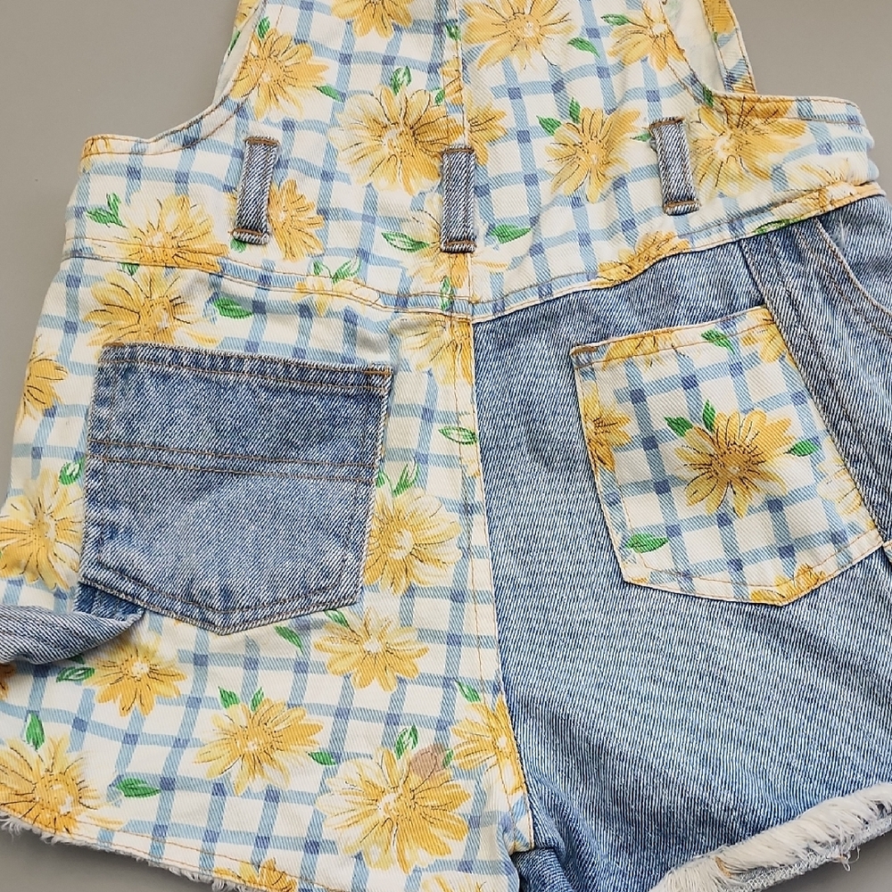 Early 90s Vintage Floral Denim Kids Overalls - Picture 8 of 8